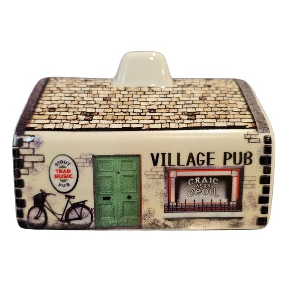 Village Pub Irish Scottish Ceramic Turf Peat Incense Burner Building ONLY Damage - Picture 1 of 9
